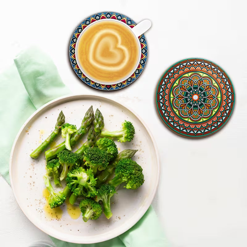 8pcs Wooden Mandala Coasters Se