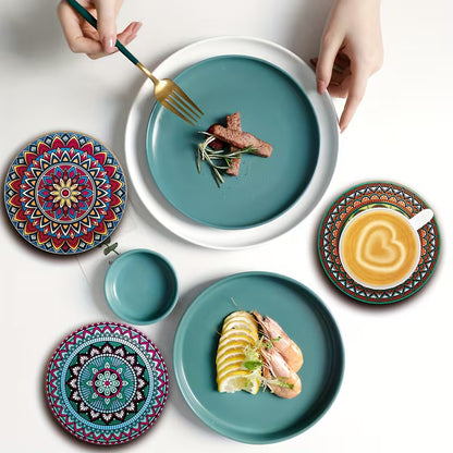 8pcs Wooden Mandala Coasters Se