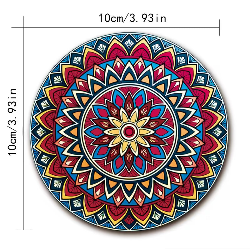 8pcs Wooden Mandala Coasters Se