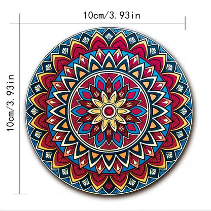 8pcs Wooden Mandala Coasters Se